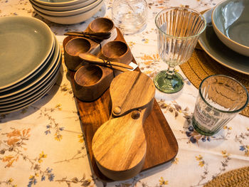 High angle view of food on table