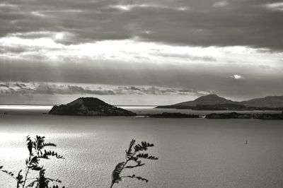 Scenic view of sea against cloudy sky