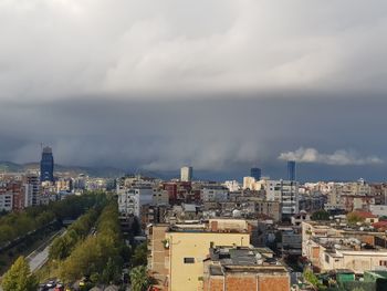 High angle view of townscape against sky