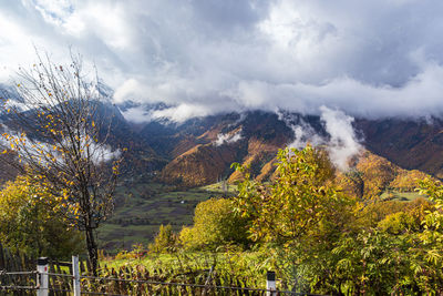 Scenic view of mountains against sky