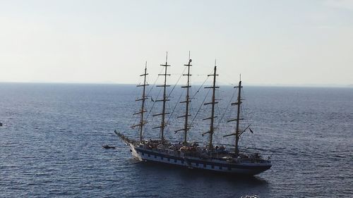 Boat sailing in sea