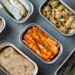 High angle view of food on table