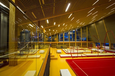 Interior of illuminated modern building