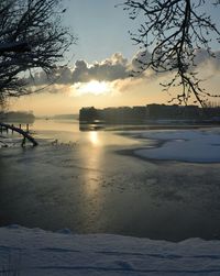 Scenic view of sunset over river