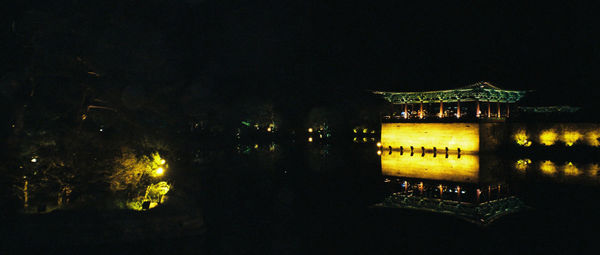 Illuminated building at night