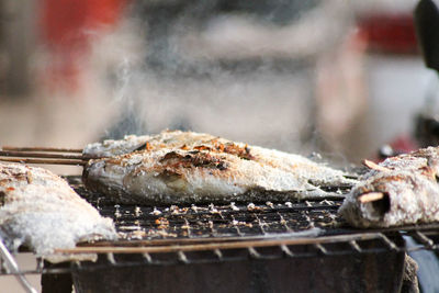 Close-up of barbecue grill