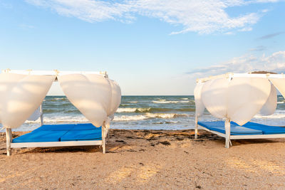 Scenic view of beach against sky