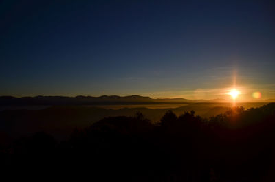 Scenic view of silhouette landscape against sky during sunset