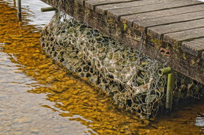 High angle view of pier over lake