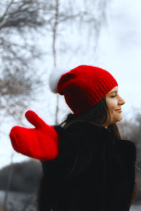 Portrait of woman in red hat