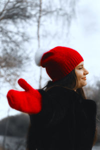 Portrait of woman in red hat