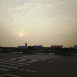 View of buildings at sunset