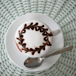 High angle view of coffee on table