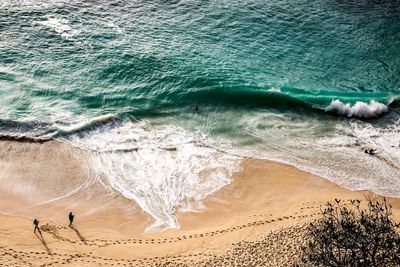 High angle view of people on beach