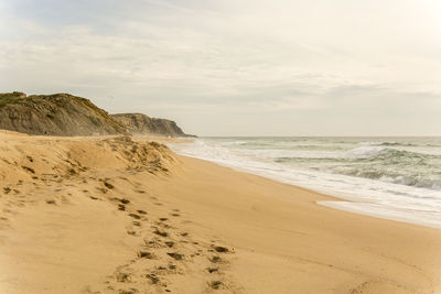 Scenic view of beach against sky