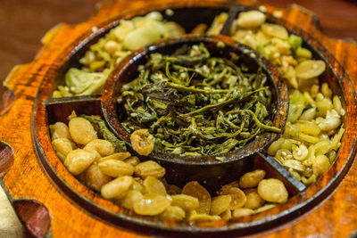 High angle view of food in bowl