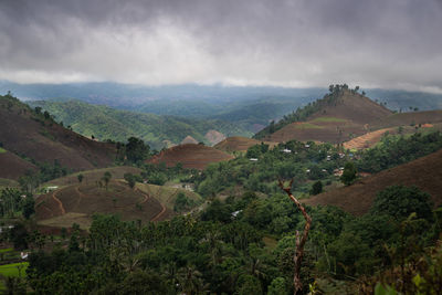 High angle view of landscape against sky
