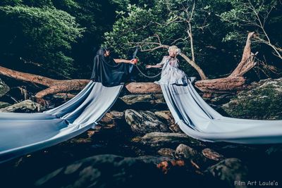 People in a forest