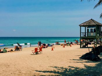 People on sunny beach in usa