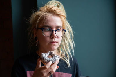 Close-up portrait of young woman