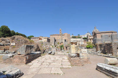 Old ruins against clear blue sky