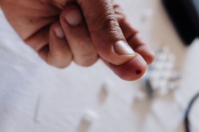 Close-up of woman holding hands