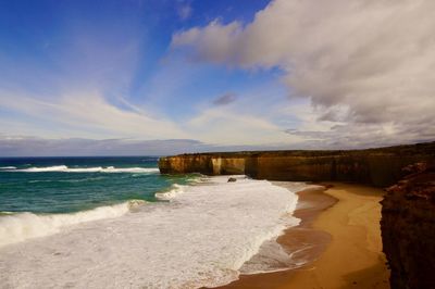 Scenic view of beach against sky