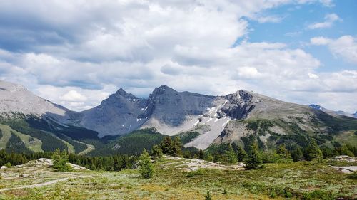 Scenic view of mountains against sky