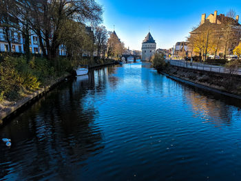 Reflection of buildings in river