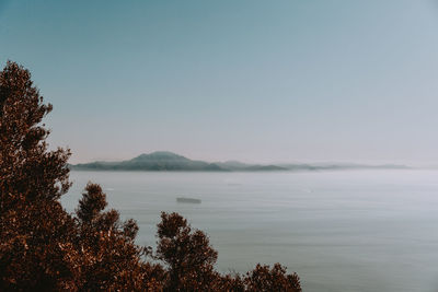 Scenic view of lake against clear sky