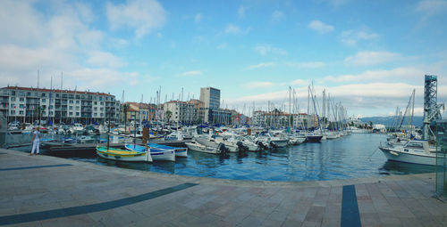 Boats moored in harbor