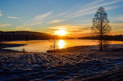 Scenic view of landscape at sunset