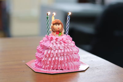 Close-up of cake on table