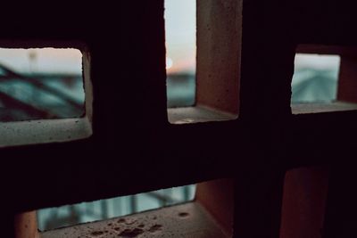 Close-up of rusty metal window