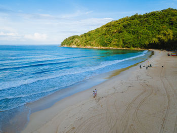 Scenic view of beach against sky