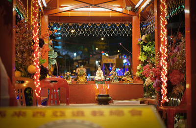 Illuminated table at night