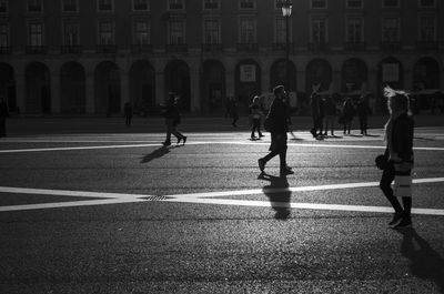 People in front of building