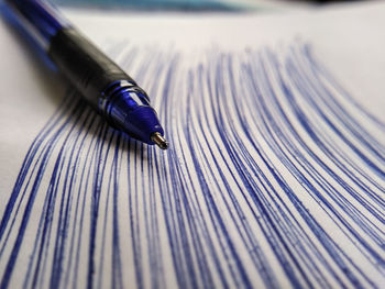 High angle view of pen on table