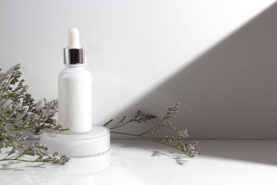 Close-up of beauty products on table