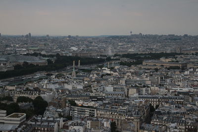 High angle shot of townscape against sky