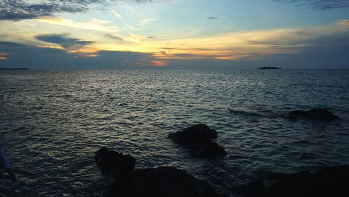 Scenic view of sea during sunset