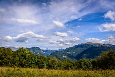 Scenic view of mountains against sky