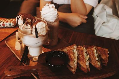 Close-up of ice cream on table