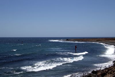 Scenic view of sea against clear sky