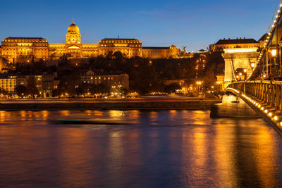 Illuminated buildings at waterfront