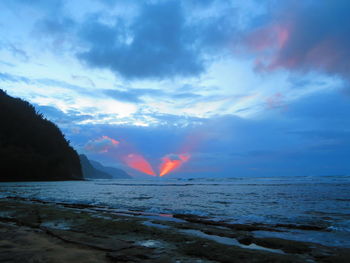 Scenic view of sea against sky during sunset