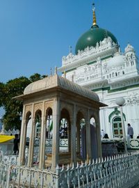 Low angle view of historic building against clear sky