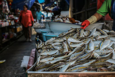 Fish for sale at market stall