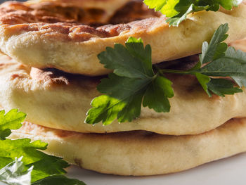 Close-up of burger in plate