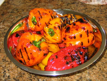 High angle view of vegetables in plate